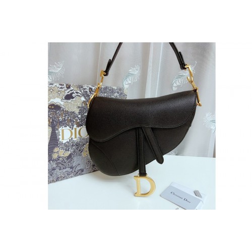 Christian Dior M0446 Dior Saddle bag in Black Grained Calfskin