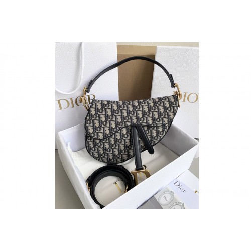 Dior M0455 Saddle bag With Strap in Blue Dior Oblique Jacquard