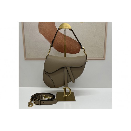 Dior M0455 Saddle bag With Strap in Khaki Goatskin Leather Dior M0455 Saddle bag With Strap in Khaki Goatskin Leather