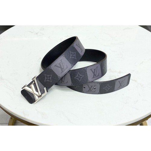 Louis Vuitton M0469V Pyramide Stripes 40mm reversible belt in Monogram Eclipse canvas Calf leather