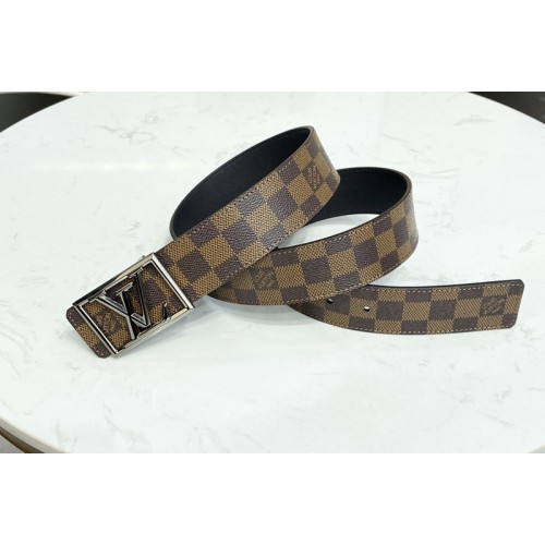 Louis Vuitton M0471V Pyramide Frame 40mm reversible belt in Damier Ebene Canvas calf leather With Black Buckle Louis Vuitton M0471V Pyramide Frame 40mm reversible belt in Damier Ebene Canvas calf leather With Black Buckle