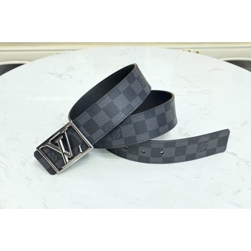 Louis Vuitton M0471V Pyramide Frame 40mm reversible belt in Damier Graphite Canvas calf leather With Black Buckle