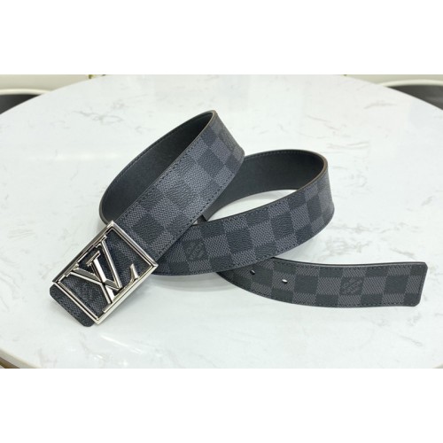 Louis Vuitton M0471V Pyramide Frame 40mm reversible belt in Damier Graphite Canvas calf leather With Silver Buckle Louis Vuitton M0471V Pyramide Frame 40mm reversible belt in Damier Graphite Canvas calf leather With Silver Buckle