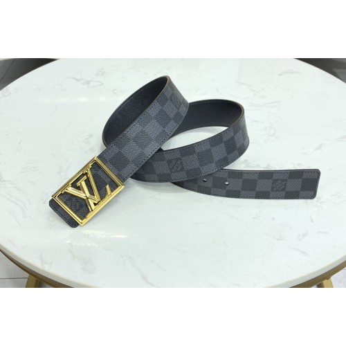 Louis Vuitton M0471V Pyramide Frame 40mm reversible belt in Damier Graphite Canvas calf leather With Gold Buckle Louis Vuitton M0471V Pyramide Frame 40mm reversible belt in Damier Graphite Canvas calf leather With Gold Buckle