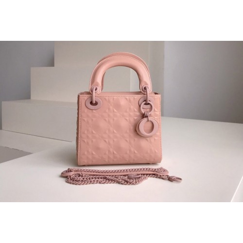 Dior M0505 Mini Lady Dior bag in Pink Cannage Calfskin with Diamond Motif