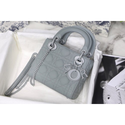 Dior M0505 Mini Lady Dior handbag in Blue Ultramatte Cannage Calfskin Dior M0505 Mini Lady Dior handbag in Blue Ultramatte Cannage Calfskin
