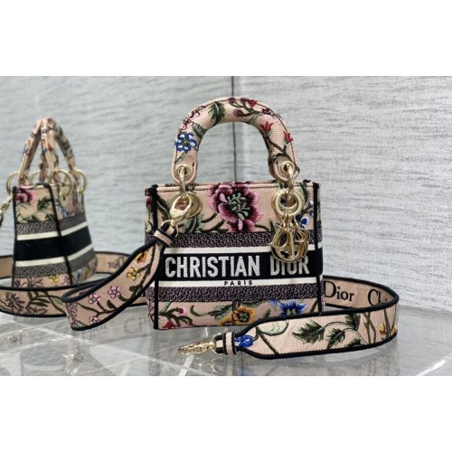 Dior M0505 Christian Dior Mini Lady Dior bag in Pink Multicolor Florilegio Embroidery Dior M0505 Christian Dior Mini Lady Dior bag in Pink Multicolor Florilegio Embroidery