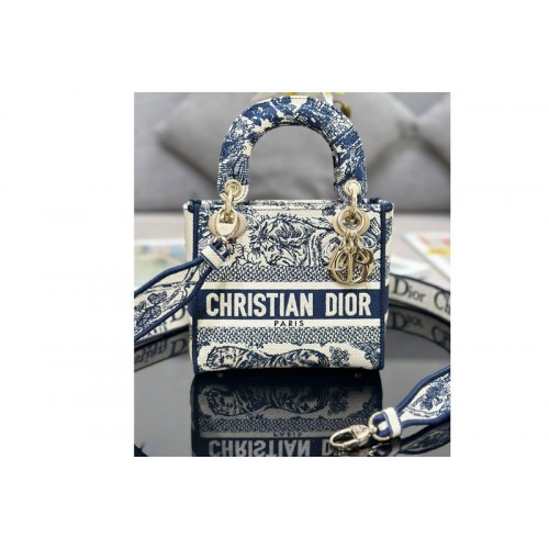 Dior M0505 Christian Dior Mini Lady Dior bag in Blue Toile de Jouy Embroidery
