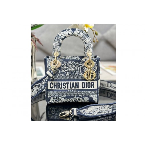 Dior M0505 Christian Dior Mini Lady Dior bag in Blue Toile de Jouy Embroidery