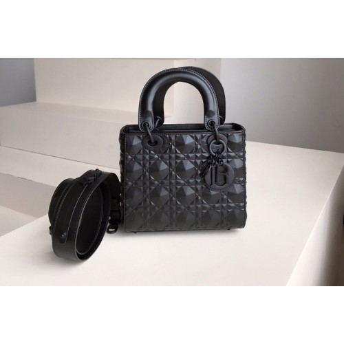 Dior M0538 Small Lady Dior My ABCDior bag in Black Cannage Calfskin with Diamond Motif