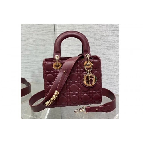 Dior M0538 Christian Dior Small Lady Dior My ABCDior bag in Wine Red Cannage Lambskin Dior M0538 Christian Dior Small Lady Dior My ABCDior bag in Wine Red Cannage Lambskin
