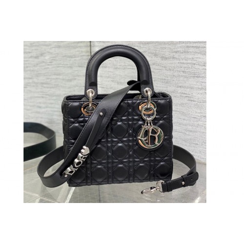 Dior M0538 Christian Dior Small Lady Dior My ABCDior bag in Black Cannage Lambskin With Silver