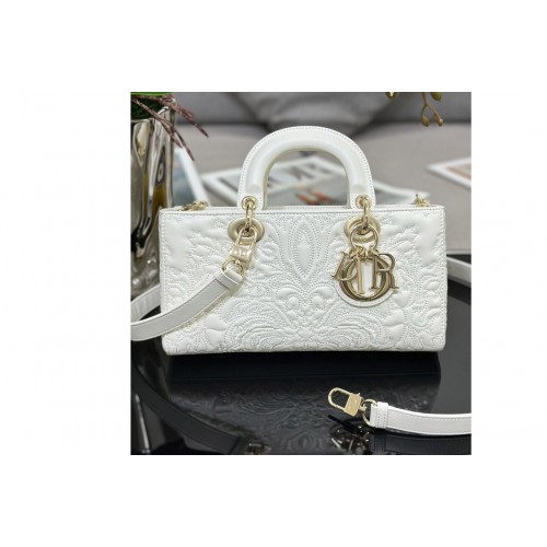 Dior M0540 Medium Lady D-Joy bag in Latte Quilted-Effect Lambskin with Ornamental Motif