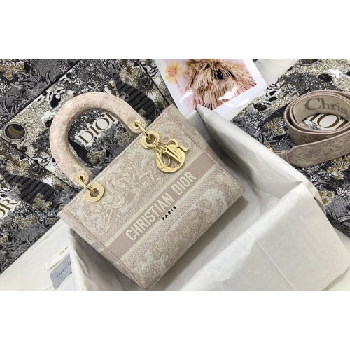 Dior M0565 Medium Lady D-Lite bag in Rose Des Vents Toile de Jouy Embroidery