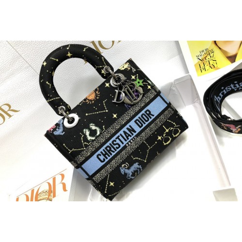 Dior M0565 Medium Lady D-Lite bag in Black Embroidery