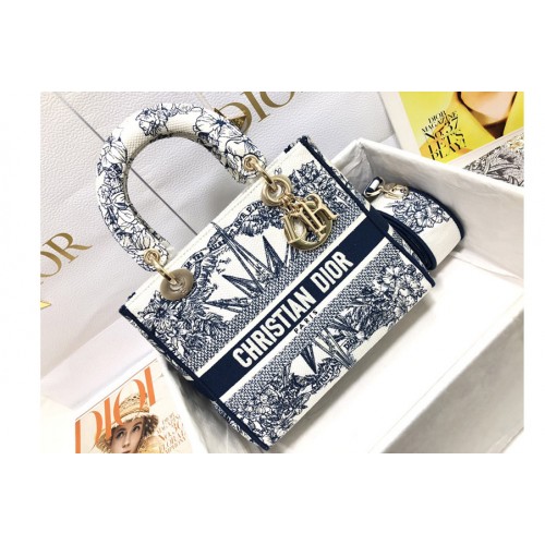 Dior M0565 Medium Lady D-Lite bag in Blue Multicolor Rêve dInfini Embroidery Dior M0565 Medium Lady D-Lite bag in Blue Multicolor Rêve dInfini Embroidery
