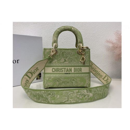 Christian Dior M0565 Dior Medium Lady d-lite bag in Green Toile de Jouy Embroidery