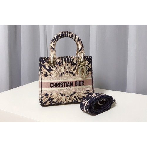 Christian Dior M0565 Dior Medium Lady d-lite bag in Multicolor Tie & 038 Dior Embroidery Christian Dior M0565 Dior Medium Lady d-lite bag in Multicolor Tie & 038 Dior Embroidery