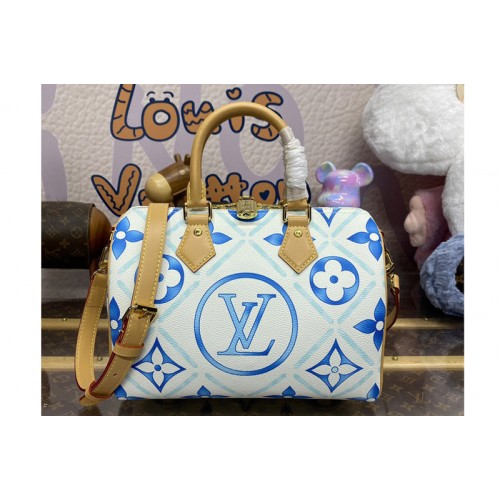 Louis Vuitton M11264 Speedy Bandouliere 25 handbag in Lagoon Blue Monogram Tiles coated canvas