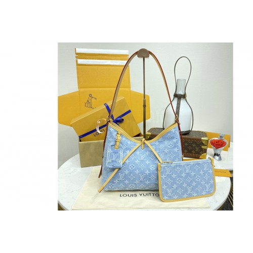 Louis Vuitton M11462 Carryall PM Bag in Sky Blue Monogram Denim Louis Vuitton M11462 Carryall PM Bag in Sky Blue Monogram Denim