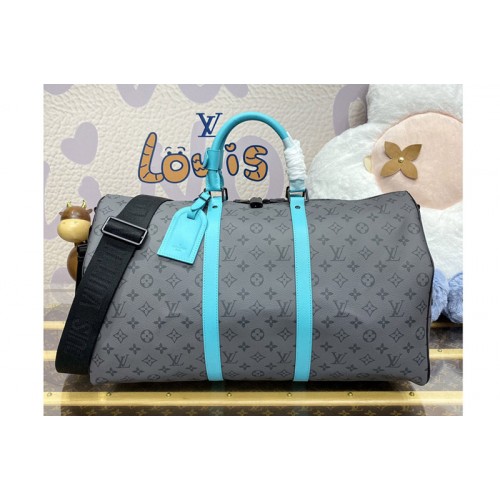 Louis Vuitton M11481 Keepall Bandouliere 50 Bag in Monogram Eclipse Reverse canvas
