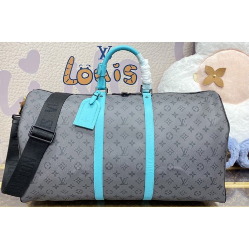 Louis Vuitton M11480 Keepall Bandouliere 55 Bag in Monogram Eclipse Reverse canvas