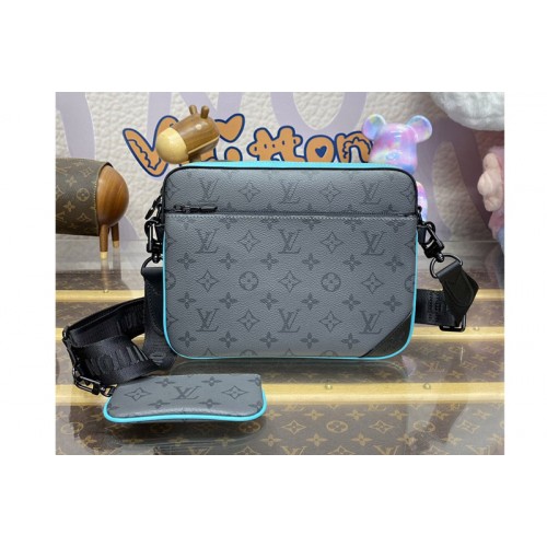 Louis Vuitton M11648 Trio Messenger bag in Turquoise Monogram Eclipse Reverse canvas