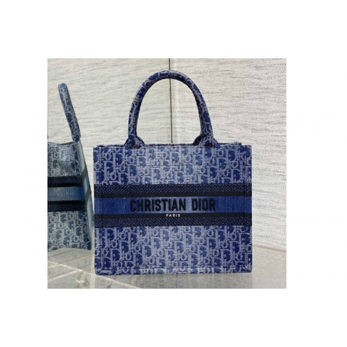 Dior M1265 Christian Dior Small Dior Book Tote bag in Blue Denim Dior Oblique Jacquard Dior M1265 Christian Dior Small Dior Book Tote bag in Blue Denim Dior Oblique Jacquard