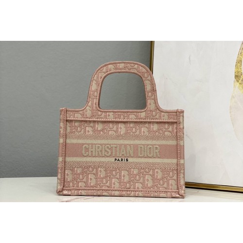 Christian Dior S5475 mini dior book tote bag in Pink Dior Oblique Embroidery
