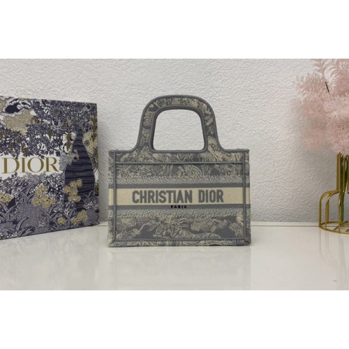 Christian Dior S5475 mini dior book tote bag in Gray Dior Oblique Embroidery Christian Dior S5475 mini dior book tote bag in Gray Dior Oblique Embroidery
