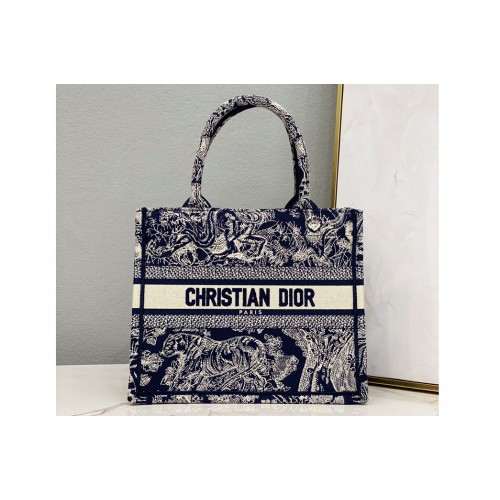 Christian Dior M1265 Small Dior Book Tote Bag in Blue Toile de Jouy Reverse Embroidery Christian Dior M1265 Small Dior Book Tote Bag in Blue Toile de Jouy Reverse Embroidery