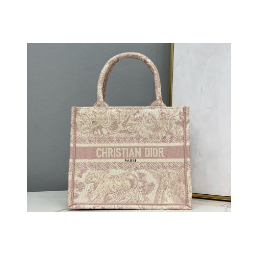 Christian Dior M1265 Small Dior Book Tote Bag in Pink Toile de Jouy Reverse Embroidery Christian Dior M1265 Small Dior Book Tote Bag in Pink Toile de Jouy Reverse Embroidery