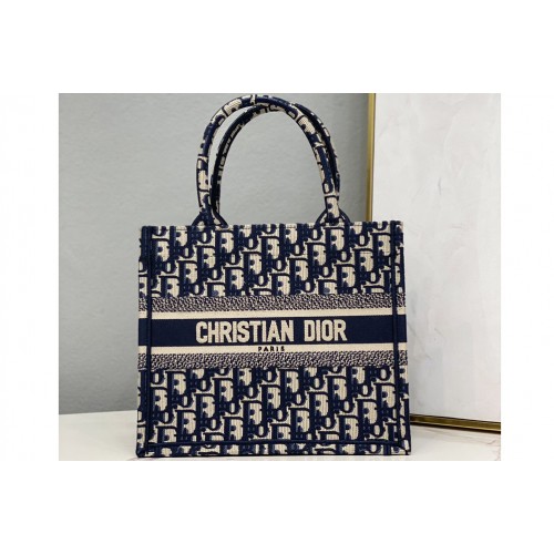 Christian Dior M1265 Small Dior Book Tote Bag in Blue Dior Oblique Jacquard Christian Dior M1265 Small Dior Book Tote Bag in Blue Dior Oblique Jacquard