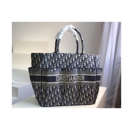 Christian Dior M1279 Catherine Tote Bag in Blue Dior Oblique Embroidery Christian Dior M1279 Catherine Tote Bag in Blue Dior Oblique Embroidery