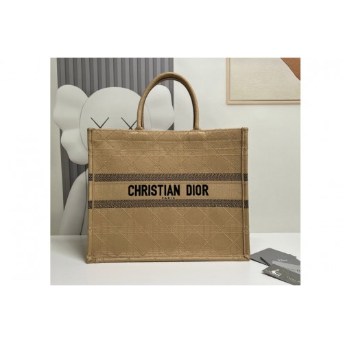 Christian Dior M1286 Dior book tote Bag in Brown Embroidery Christian Dior M1286 Dior book tote Bag in Brown Embroidery