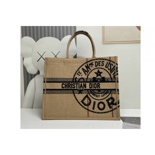 Christian Dior M1286 Dior book tote Bag in Brown Embroidery Christian Dior M1286 Dior book tote Bag in Brown Embroidery