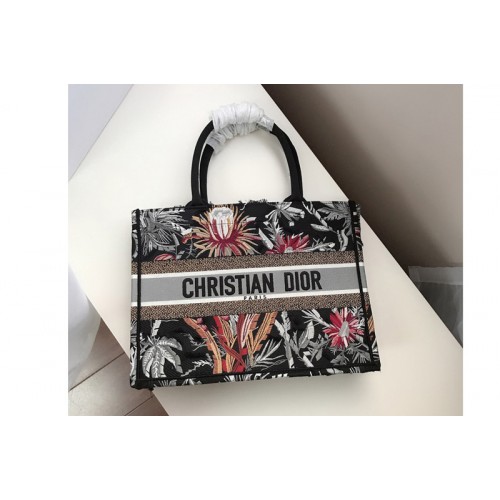 Dior M1286 Medium Dior Book Tote Bag in Black Palm Tree Toile de Jouy Embroidery Dior M1286 Medium Dior Book Tote Bag in Black Palm Tree Toile de Jouy Embroidery