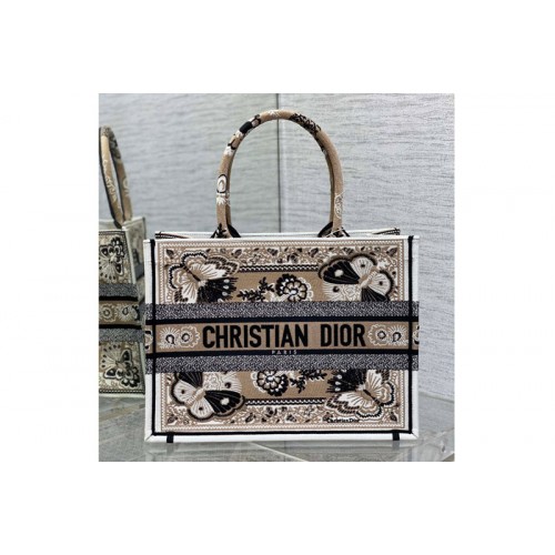 Dior M1296 Christian Dior Medium Dior Book Tote bag in Beige Multicolor Butterfly Bandana Embroidery Dior M1296 Christian Dior Medium Dior Book Tote bag in Beige Multicolor Butterfly Bandana Embroidery