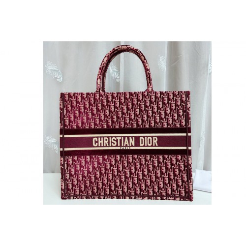 Christian Dior M1286 dior book tote Bag in Burgundy Dior Oblique Embroidery