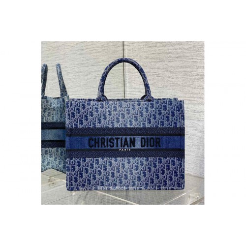 Dior M1296 Christian Dior Medium Dior Book Tote Bag in Blue Denim Dior Oblique Jacquard Dior M1296 Christian Dior Medium Dior Book Tote Bag in Blue Denim Dior Oblique Jacquard