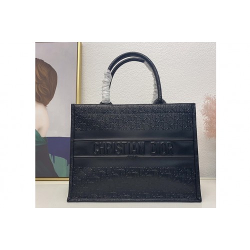 Christian Dior M1296 Dior book tote Bag in Black Dior Oblique Embossed Calfskin Christian Dior M1296 Dior book tote Bag in Black Dior Oblique Embossed Calfskin