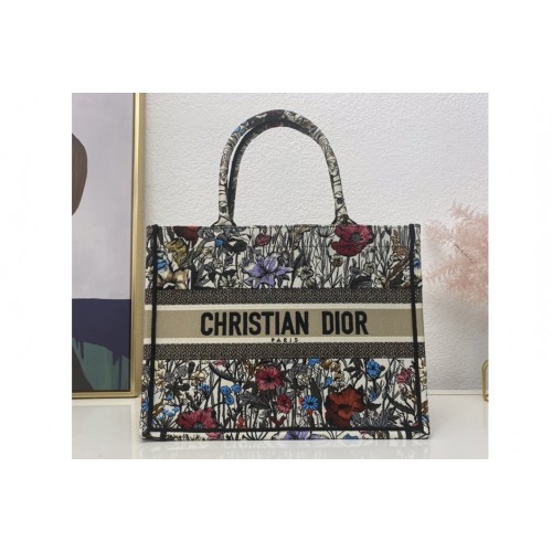 Christian Dior M1296 Dior book tote Bag in Multicolor Dior Flowers Embroidery