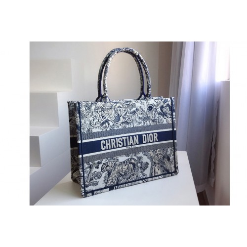 Christian Dior M1296 Small Dior Book Tote Bag in Blue Toile de Jouy embroidery Christian Dior M1296 Small Dior Book Tote Bag in Blue Toile de Jouy embroidery