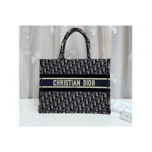 Christian Dior M1296 small dior book tote Bag in Blue Dior Oblique Embroidery Christian Dior M1296 small dior book tote Bag in Blue Dior Oblique Embroidery