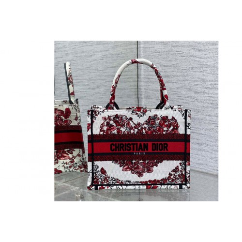 Dior M1325 Christian Dior Small Dior Book Tote Bag in White Multicolor Mexico Millefiori Embroidery Dior M1325 Christian Dior Small Dior Book Tote Bag in White Multicolor Mexico Millefiori Embroidery