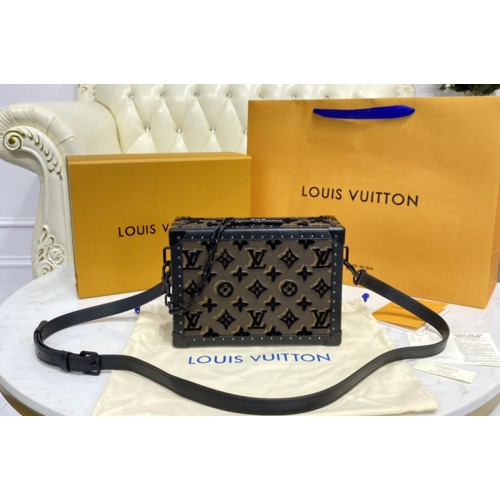 Louis Vuitton Soft Trunk messenger bag in Embroidered Monogram Tuffetage Noir coated canvas