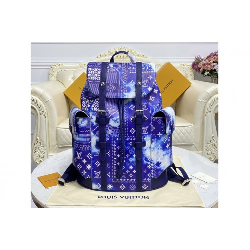 Louis Vuitton M20554 Christopher PM Backpack in Blue cowhide leather