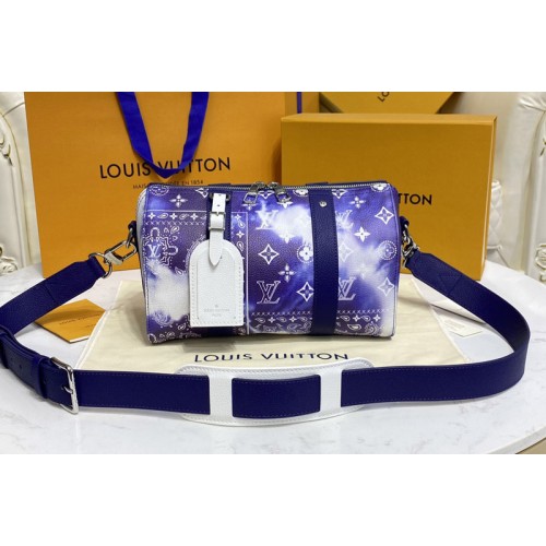 Louis Vuitton M20555 City Keepall bag in Blue cowhide leather