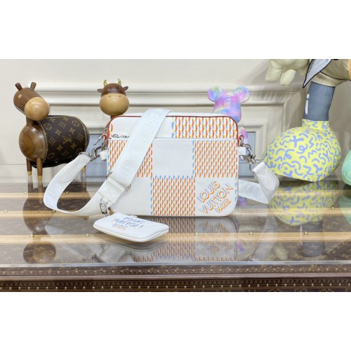 Louis Vuitton M20665 Trio Messenger Bag in White Damier Spray cowhide leather Louis Vuitton M20665 Trio Messenger Bag in White Damier Spray cowhide leather