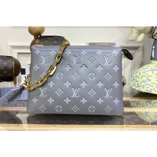 Louis Vuitton M20842 Coussin PM handbag in Grey Monogram-embossed puffy lambskin